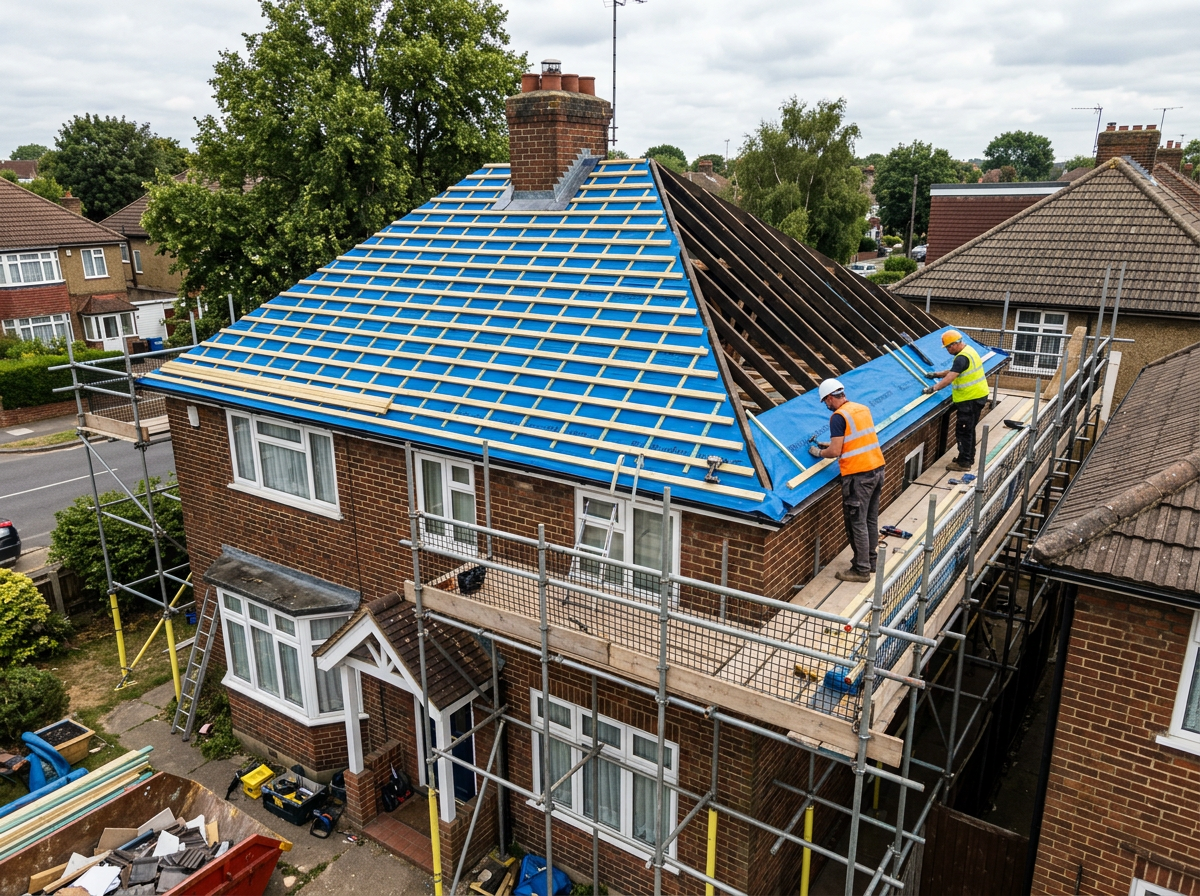 Breathable membrane and battens on a new roof