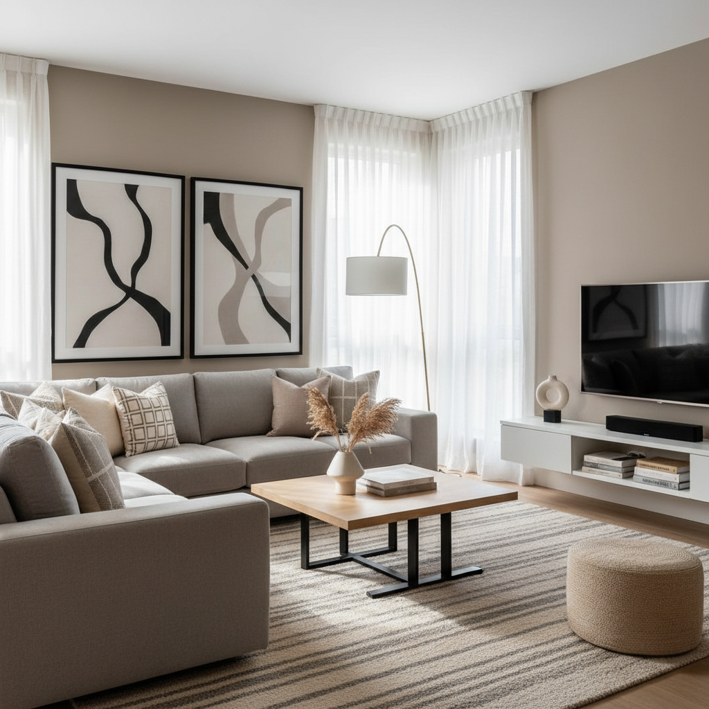 Professionally staged living room interior