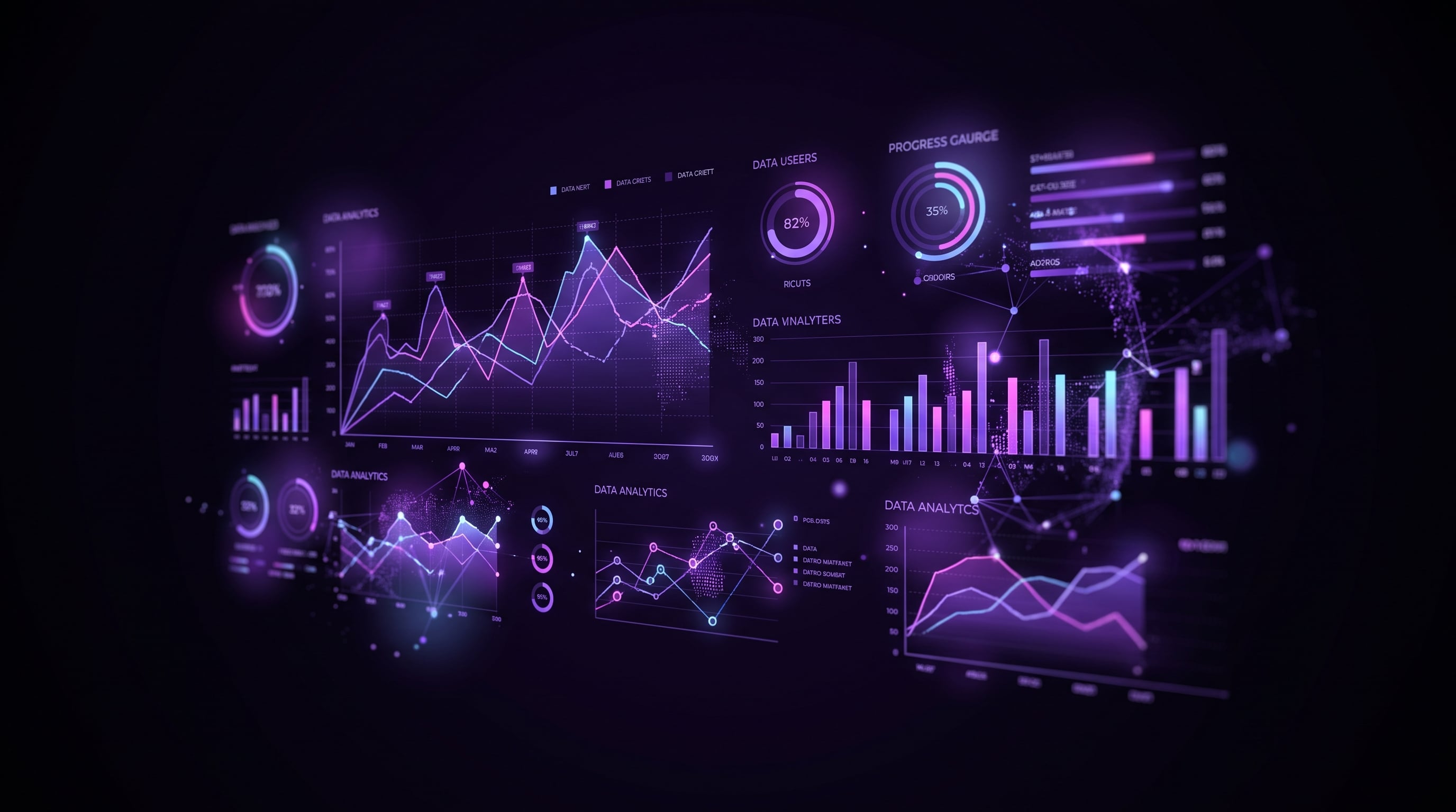 Panel de analíticas con gráficas de visitas y clics