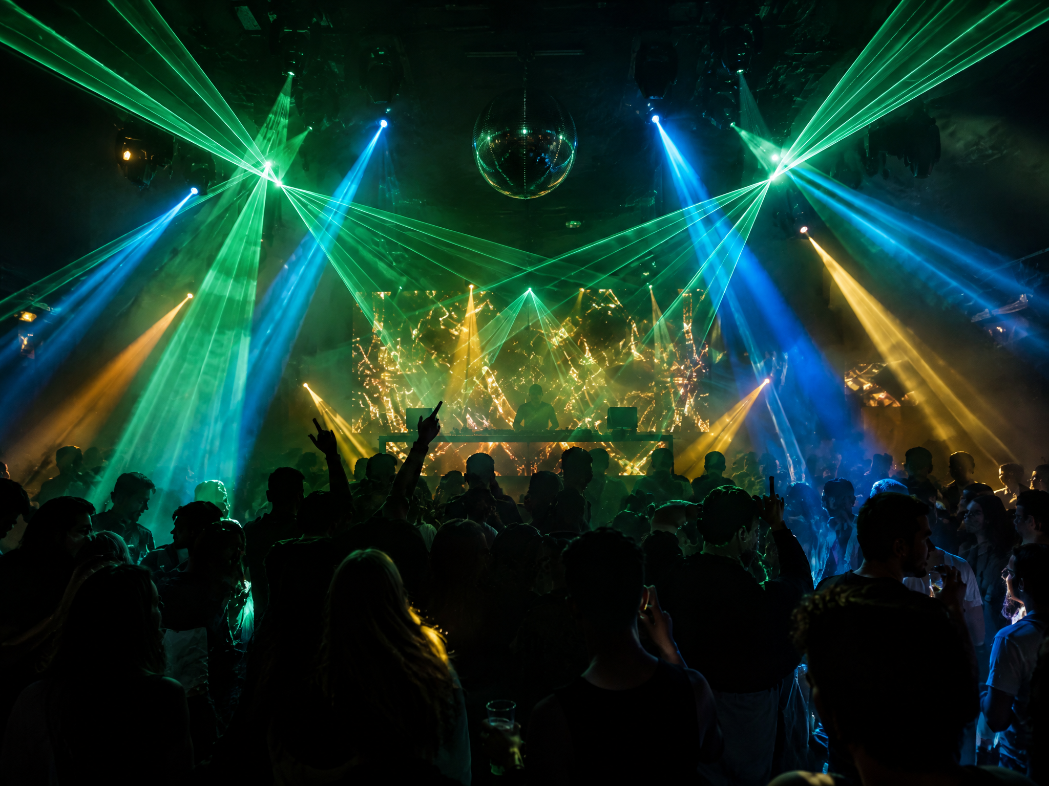 Nightclub atmosphere with laser lights
