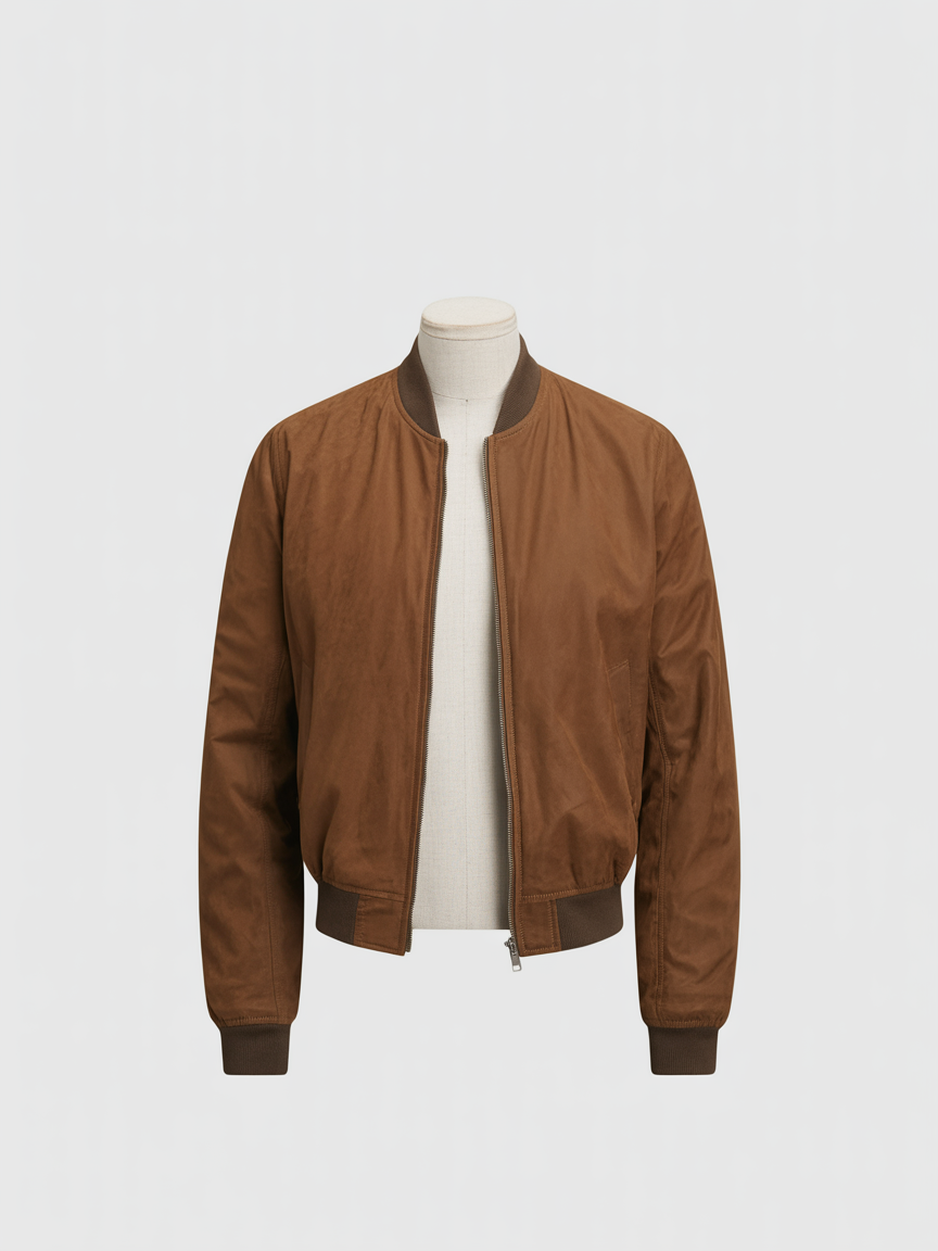 Brown Suede Bomber Jacket