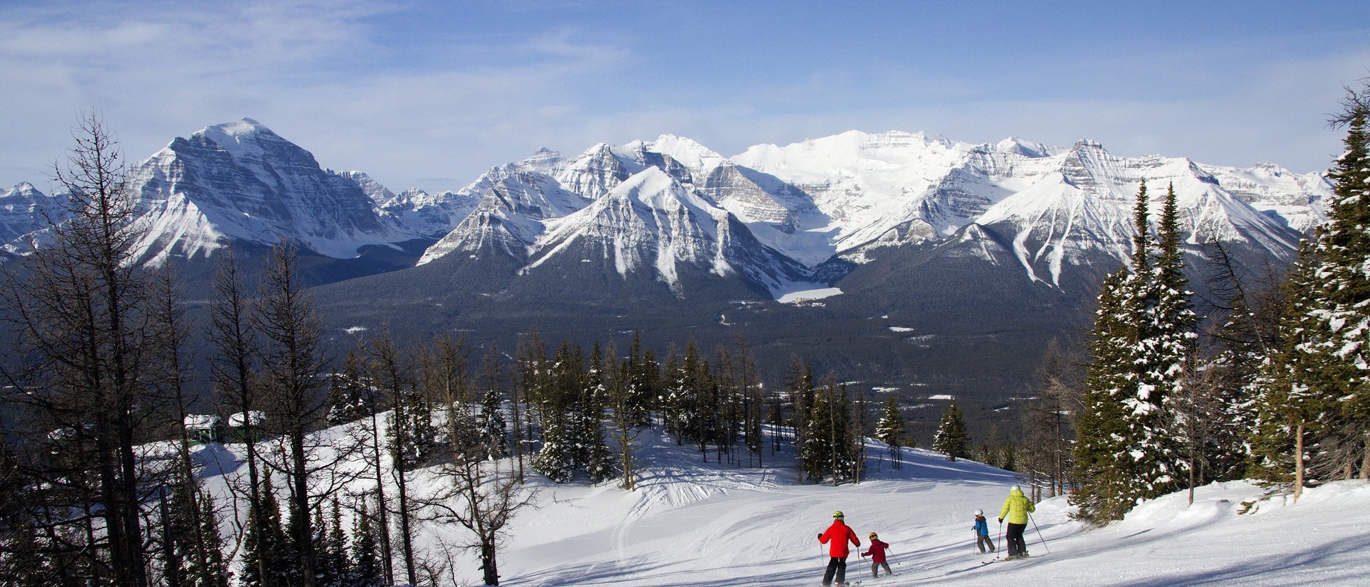 Lake Louise ski resort panoramic view with mountains
