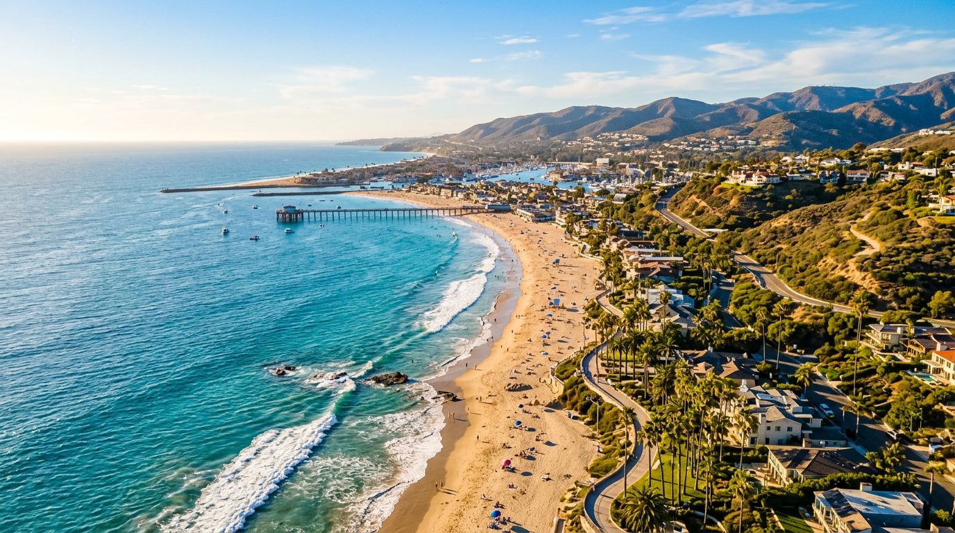 Aerial view of Orange County, California coastline