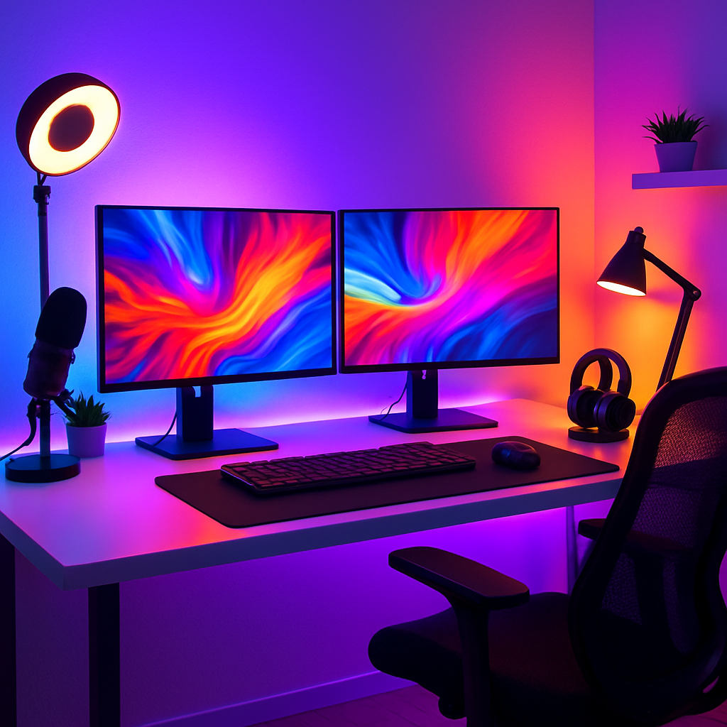Clean modern workspace with laptop and coffee - Professional Content Creation