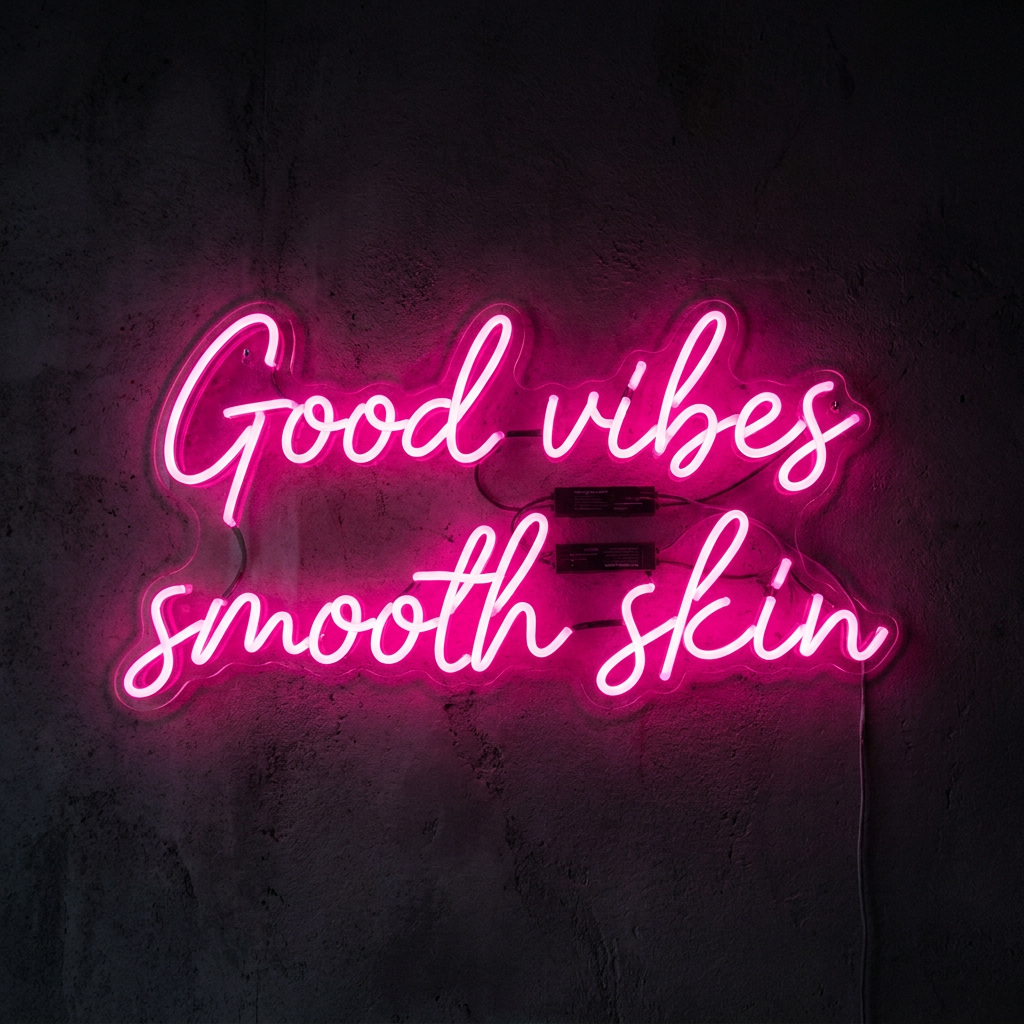 Good vibes smooth skin neon sign at Brazilian Wax by Val
