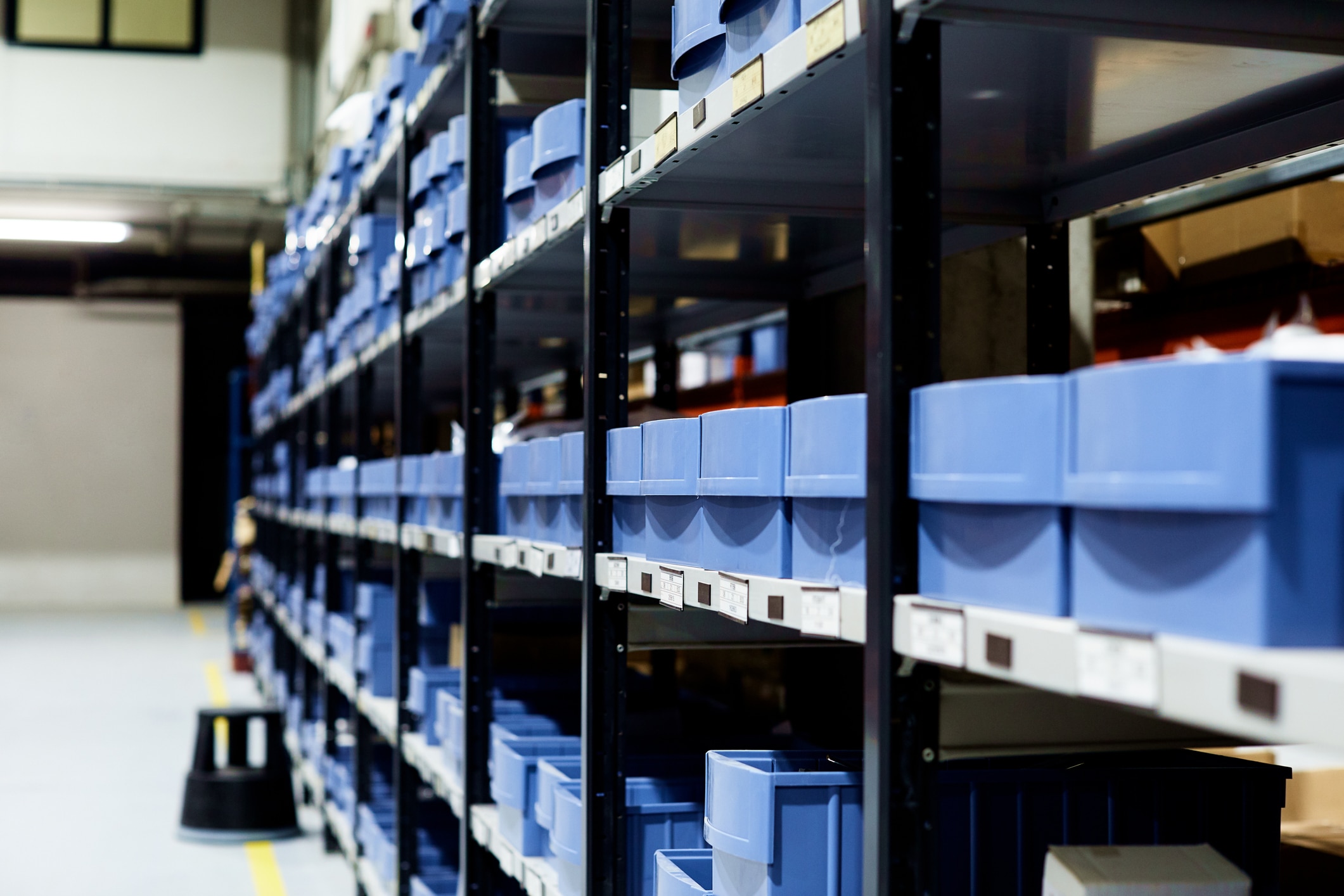 MRO supply warehouse with organized inventory