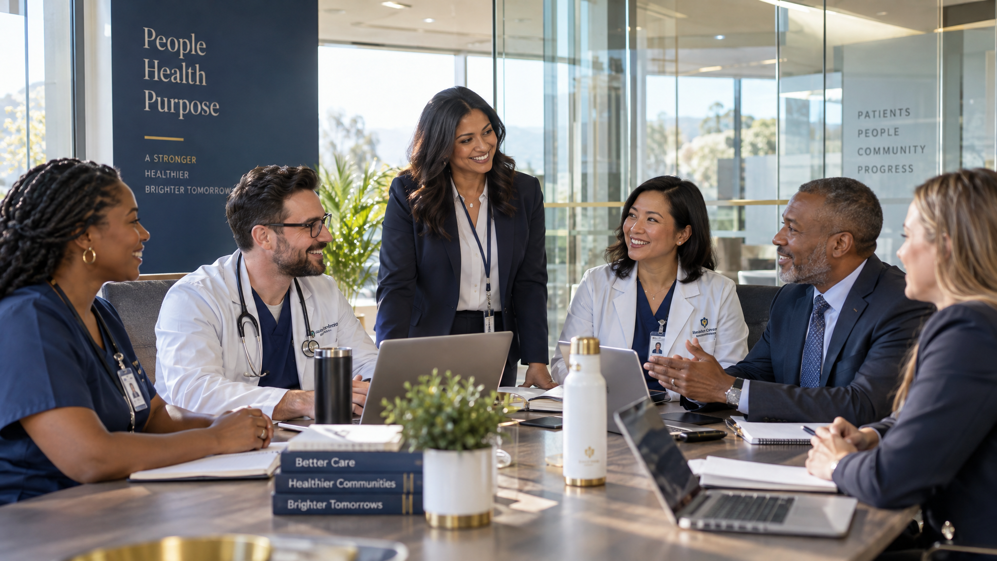 EVAC professional team collaborating in a modern healthcare office