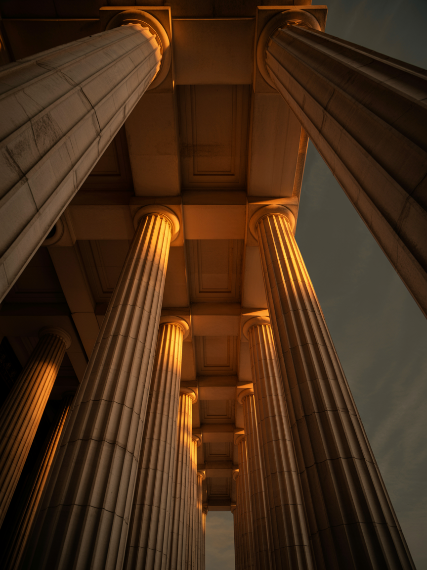 Classical columns representing structured authority