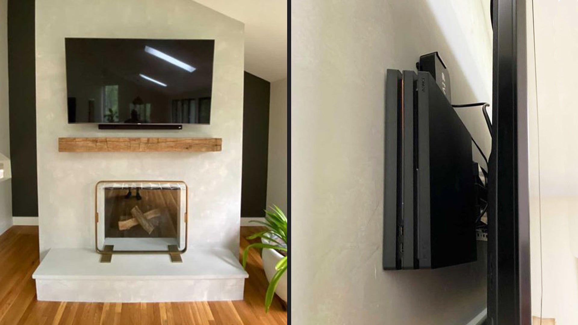 Clean professional TV wall mount with concealed cables