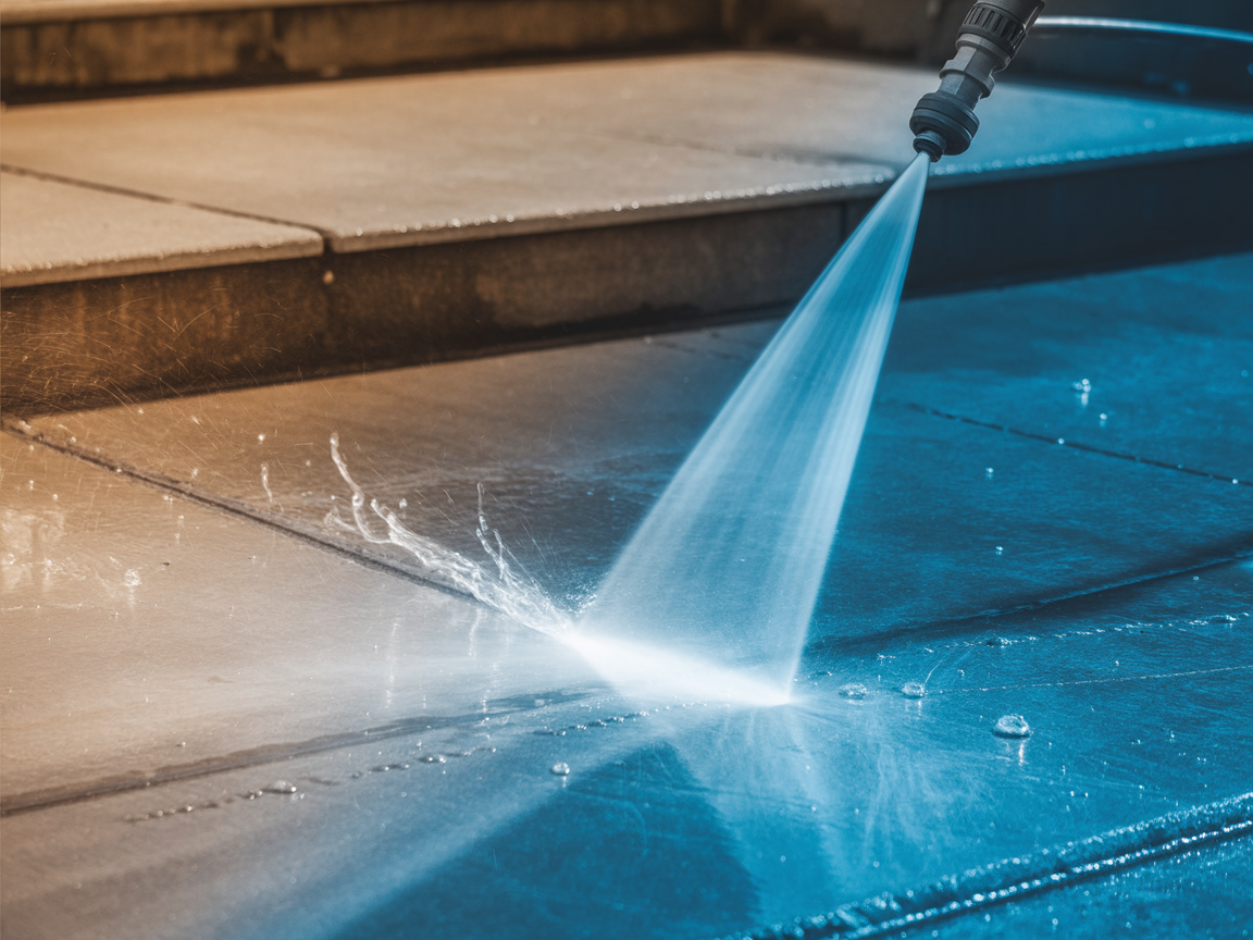 Professional jet washing service removing dirt from concrete surface in Athlone