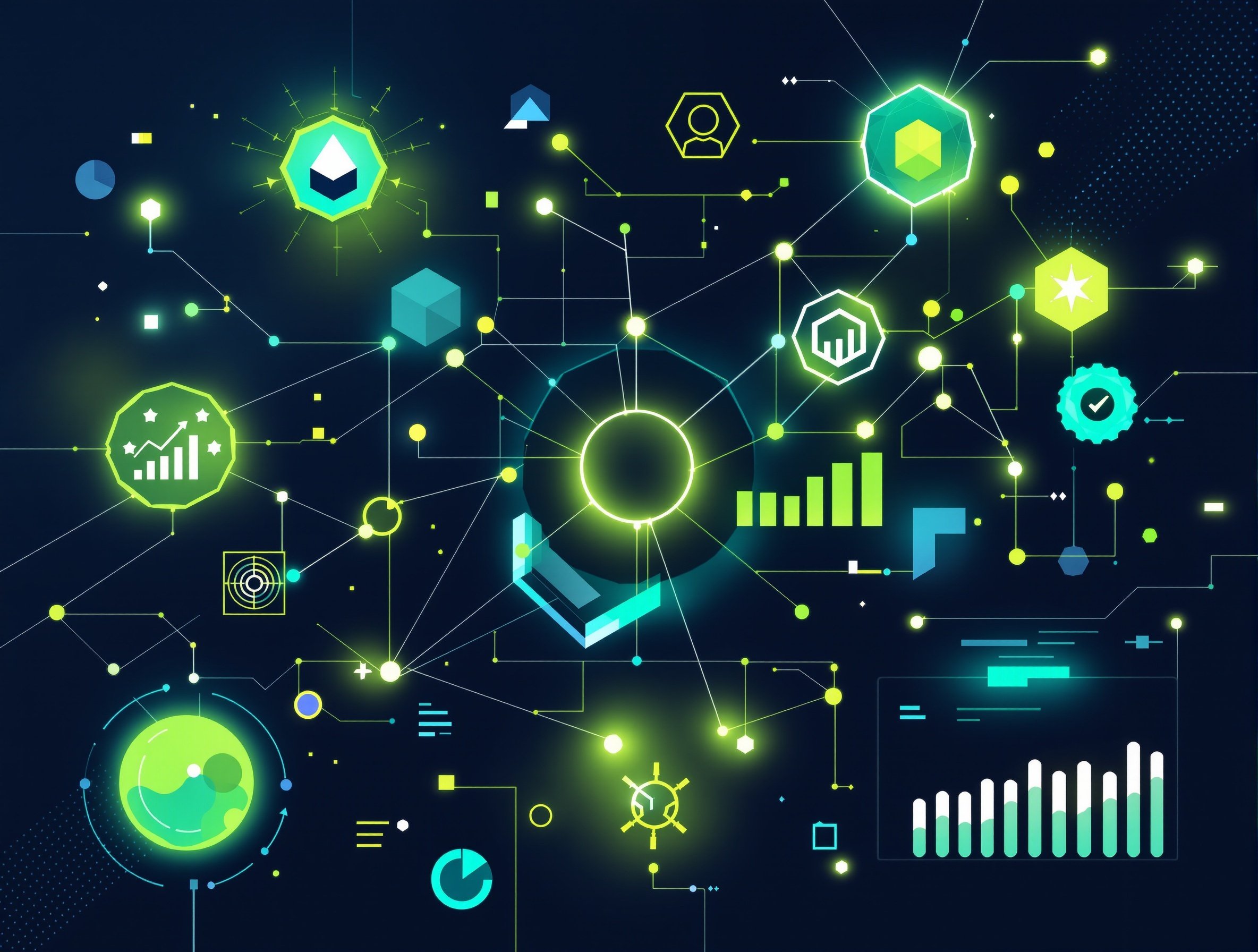 Modern dashboard illustration with tech elements