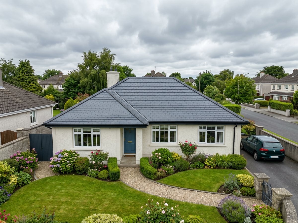 Cleaned slate roof on bungalow