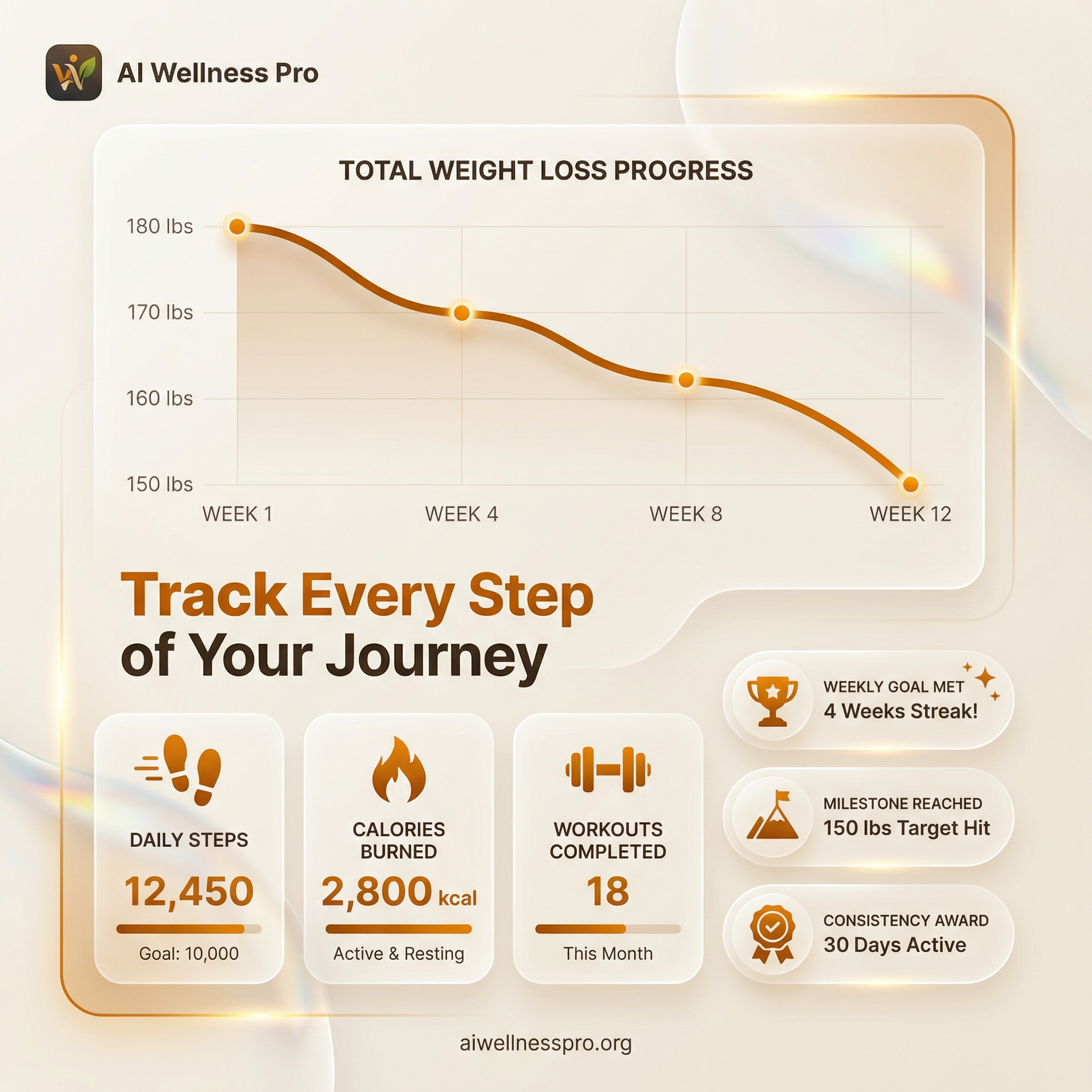 AI Wellness Pro dashboard showing personalized fitness tracking