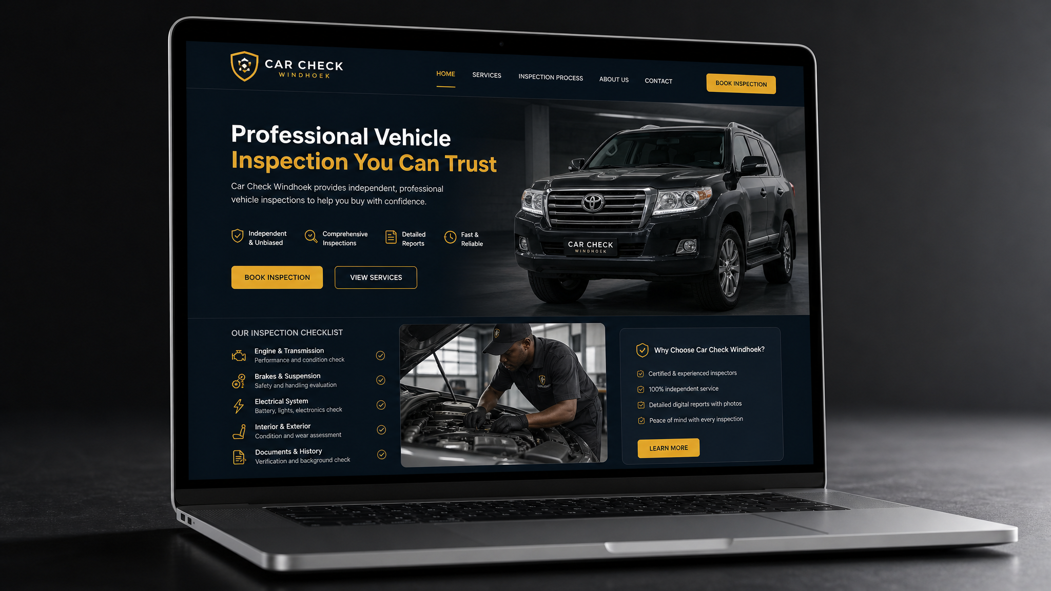 Car Check Windhoek website mockup