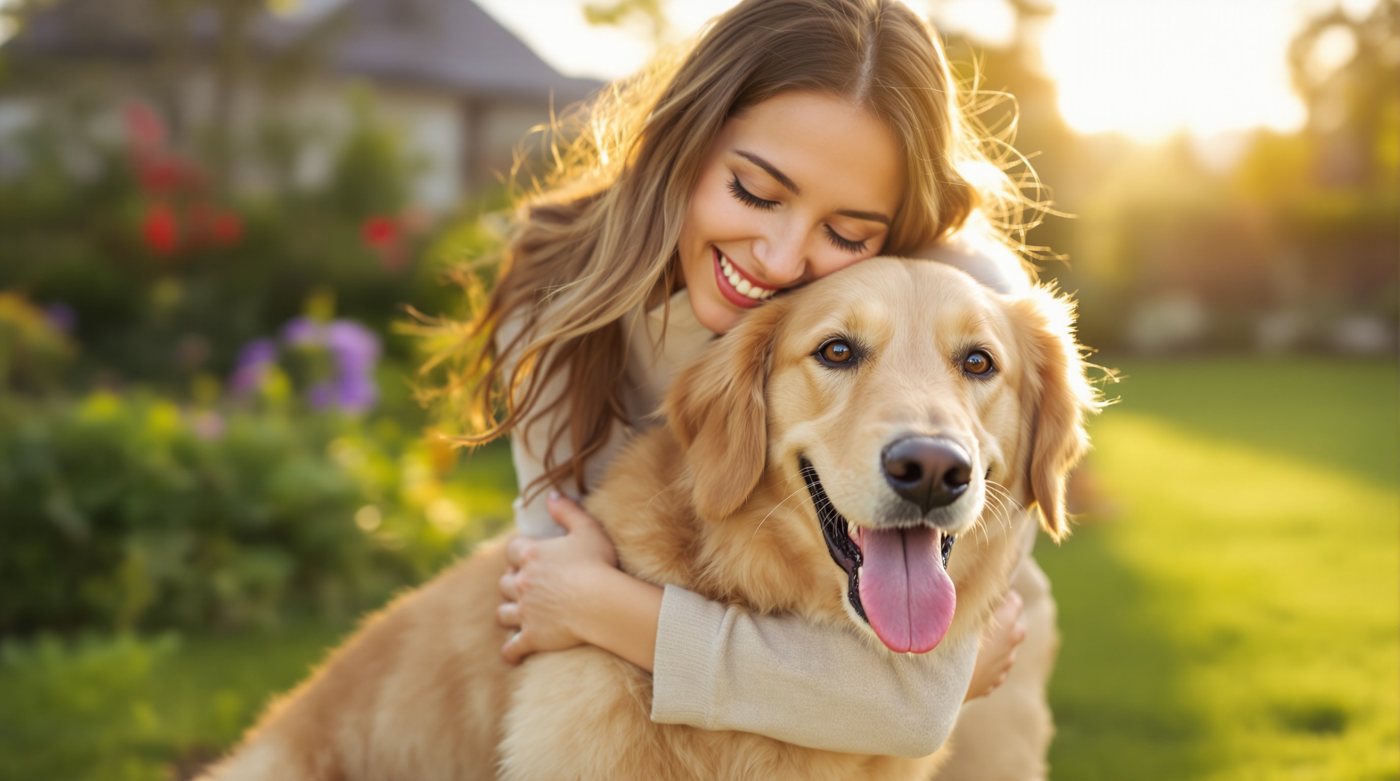 Propriétaire et animal heureux