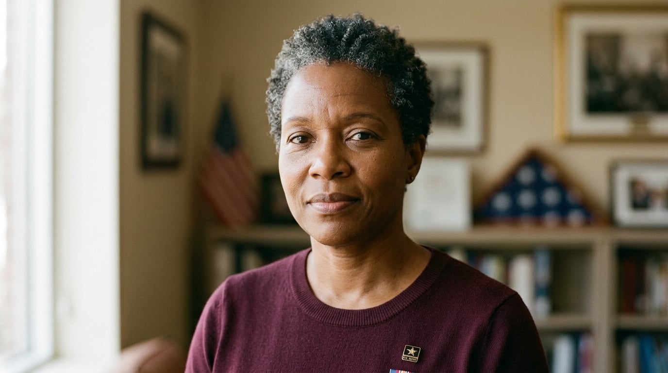 A dignified portrait of a Black woman veteran