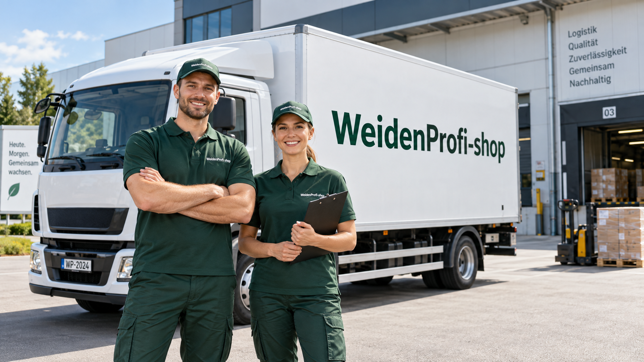 WeidenProfi-shop Lieferteam vor Lieferwagen