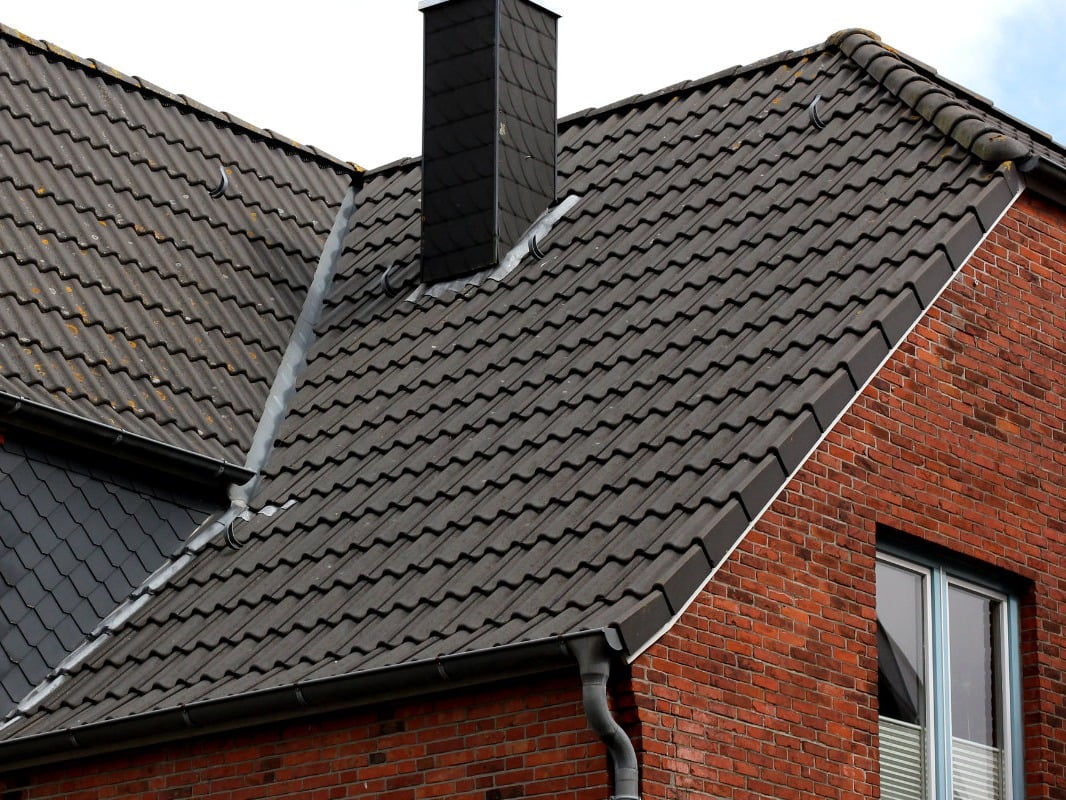 Ridge tiles on UK house roof
