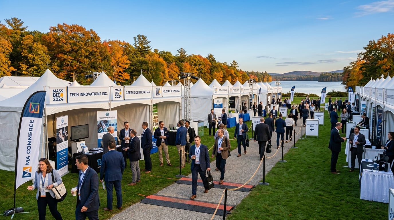 Professional outdoor cannabis industry vendor event with networking professionals