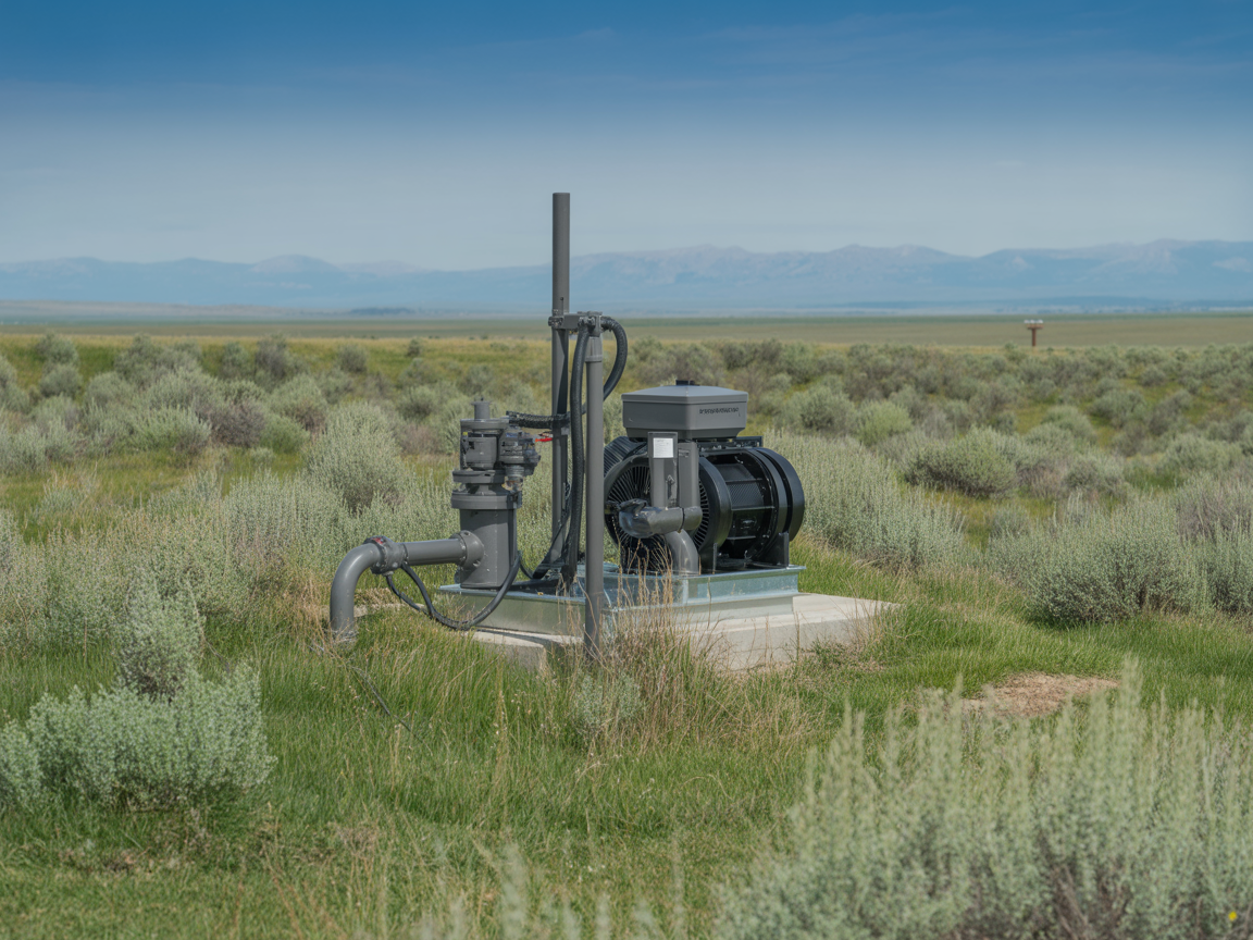 Completed water well pump system installed on a Wyoming ranch property
