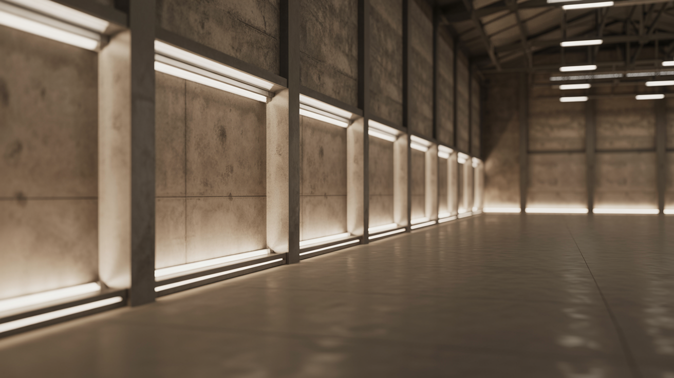 Industrial workshop background with warm lighting
