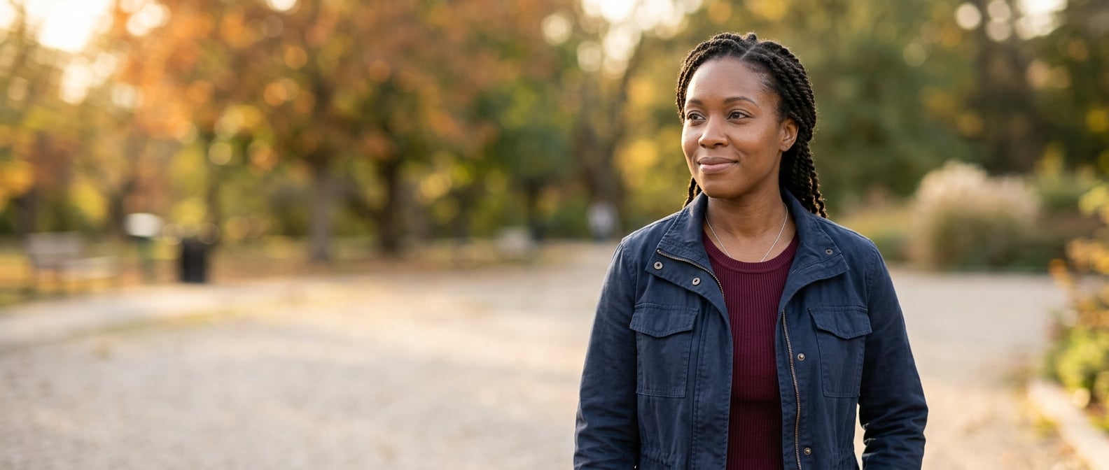 Woman veteran in a calm outdoor setting