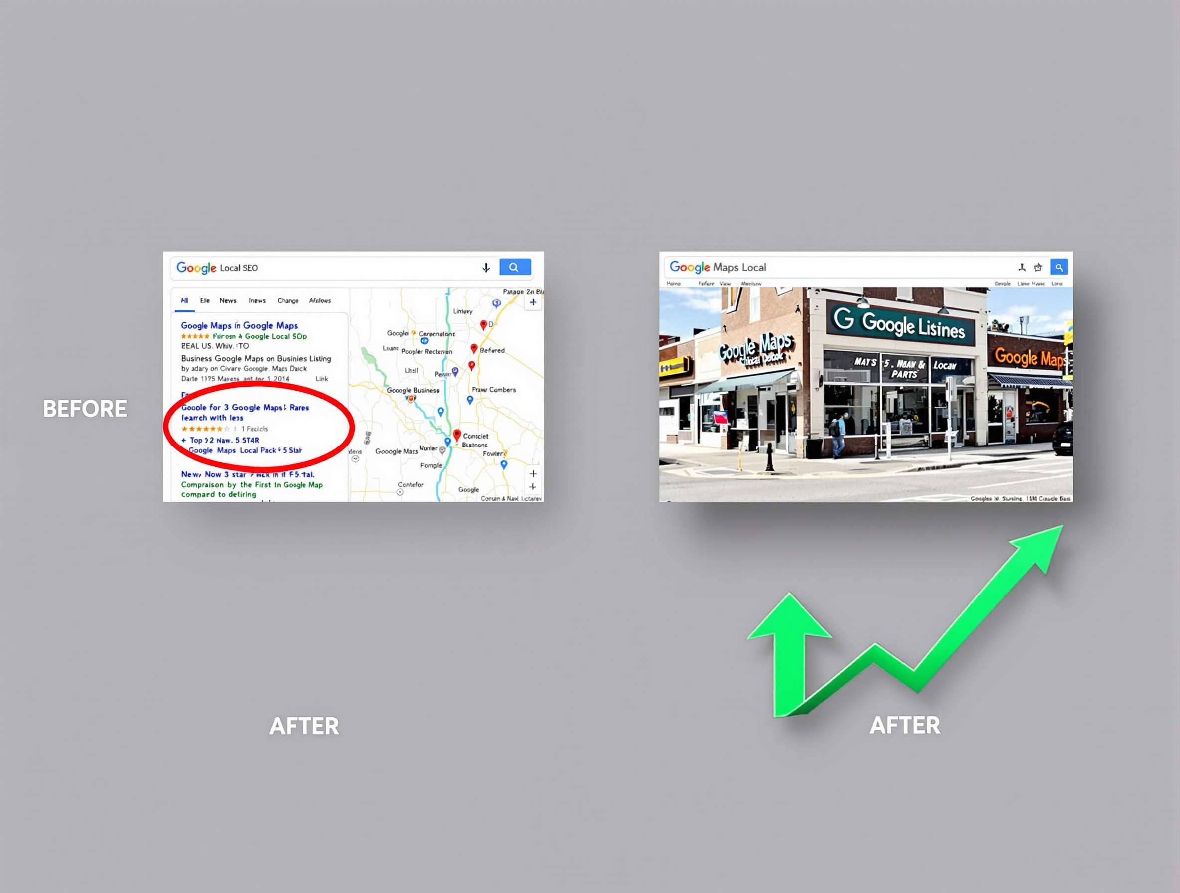 Before and After Local SEO Rankings - Dramatic Improvement Results
