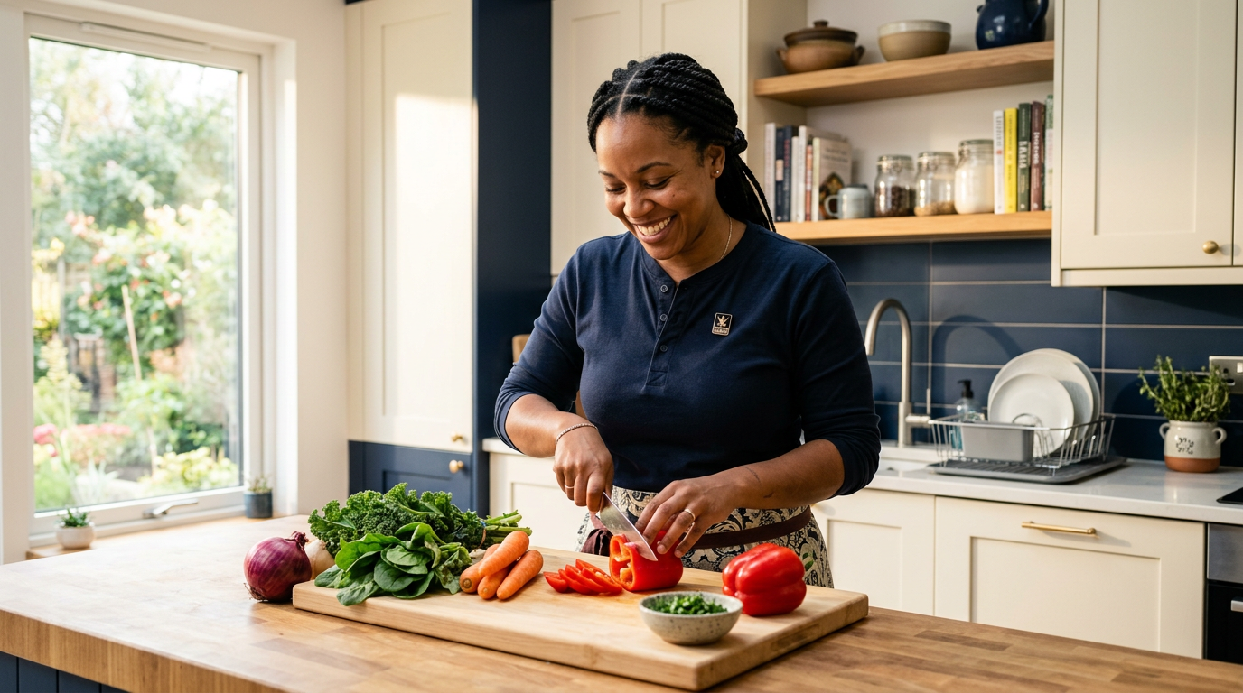 Woman veteran preparing a healthy meal