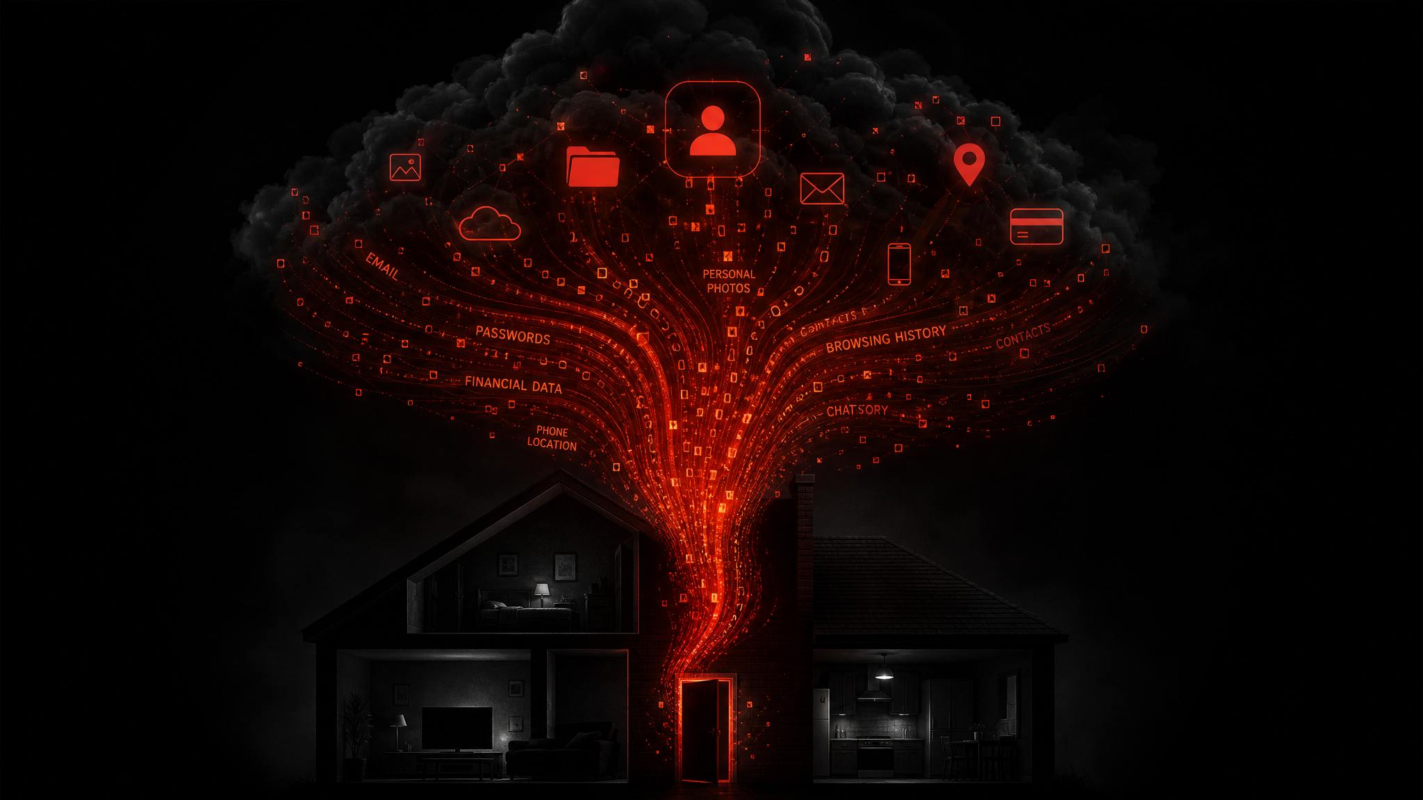 Visualization of data leaking from a home into corporate clouds