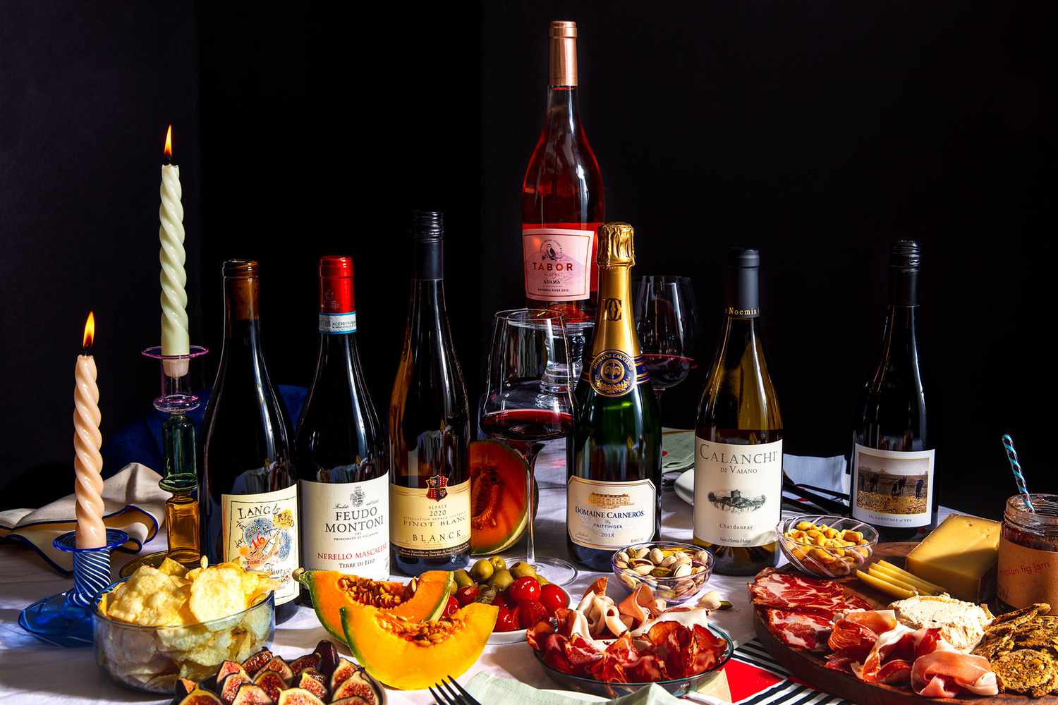 Sophisticated wine tasting and fine dining table setup