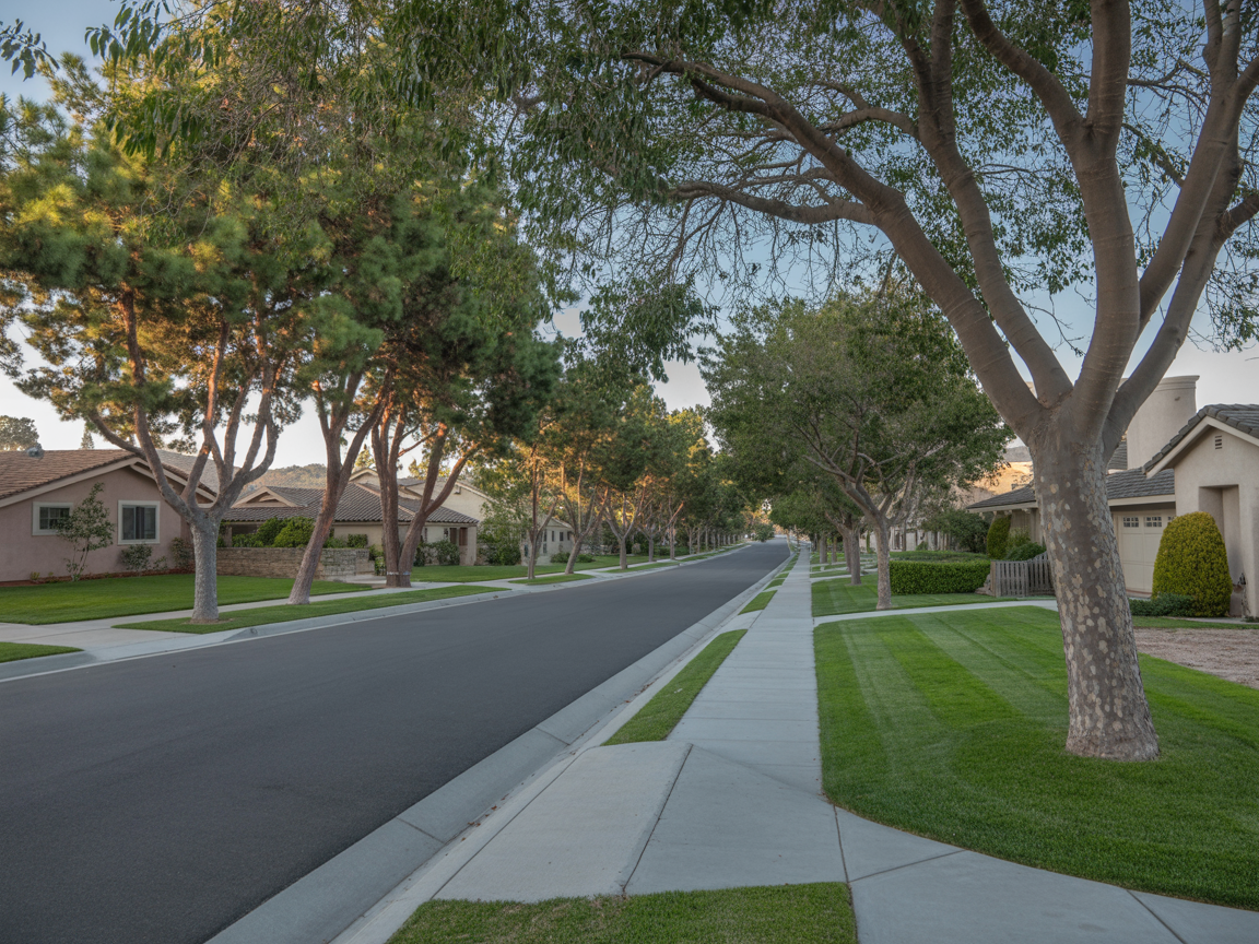 Tree-lined suburban streets in Poway