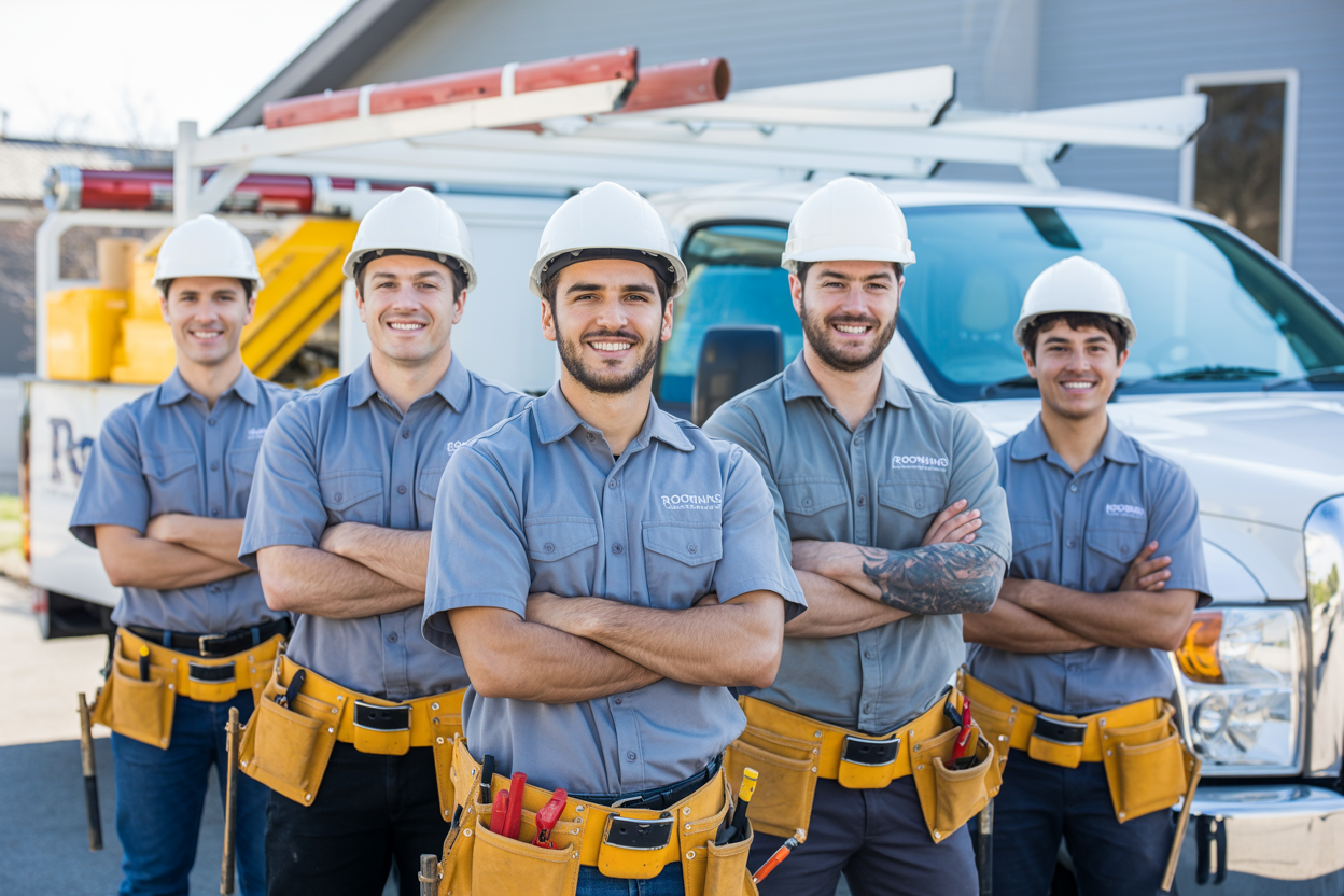 Professional roofing team