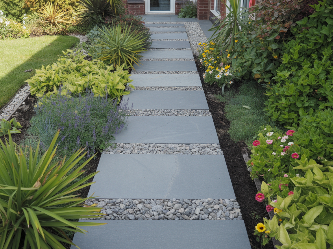 Clean garden pathway after professional pressure washing in Athlone area