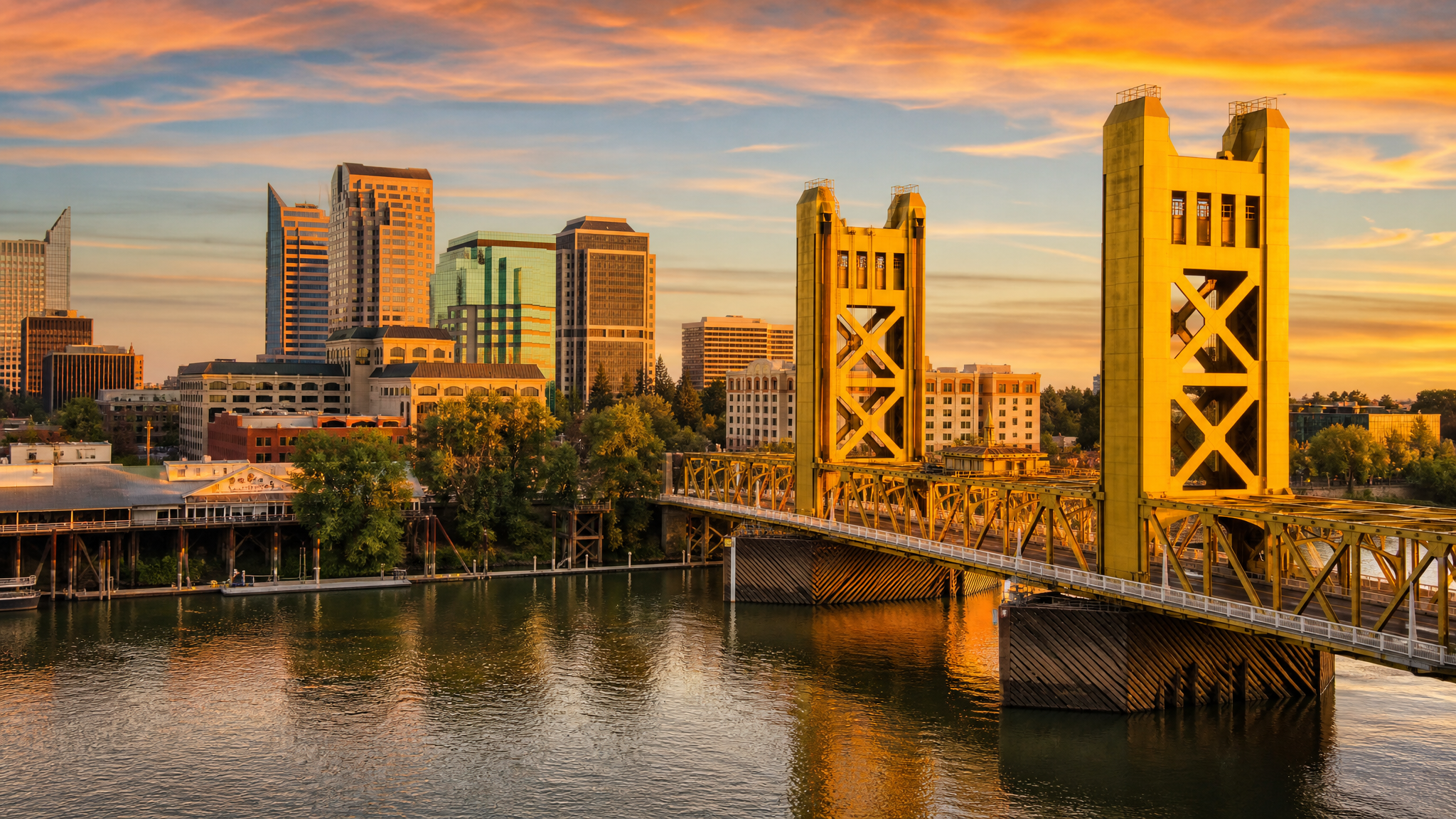 Sacramento skyline at golden hour