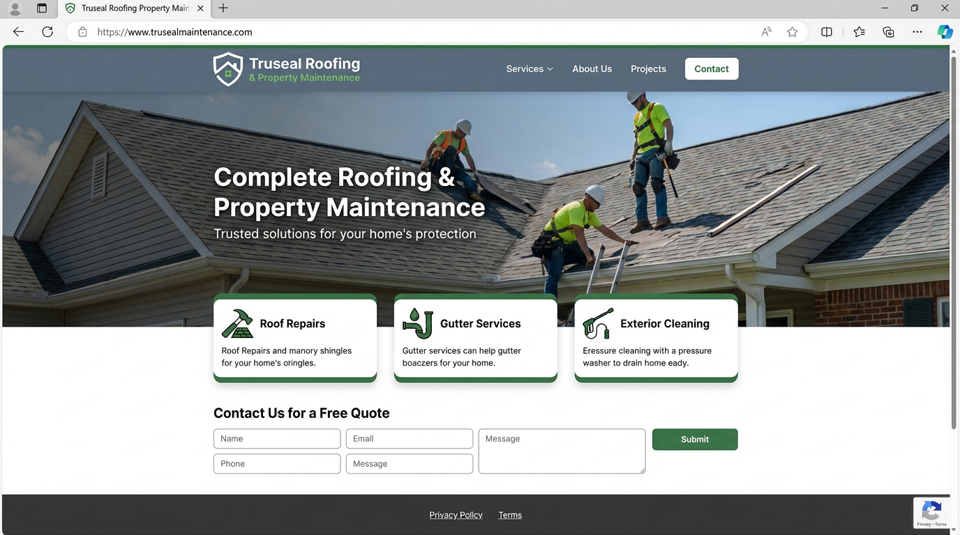 Truseal Roofing & Property Maintenance website screenshot