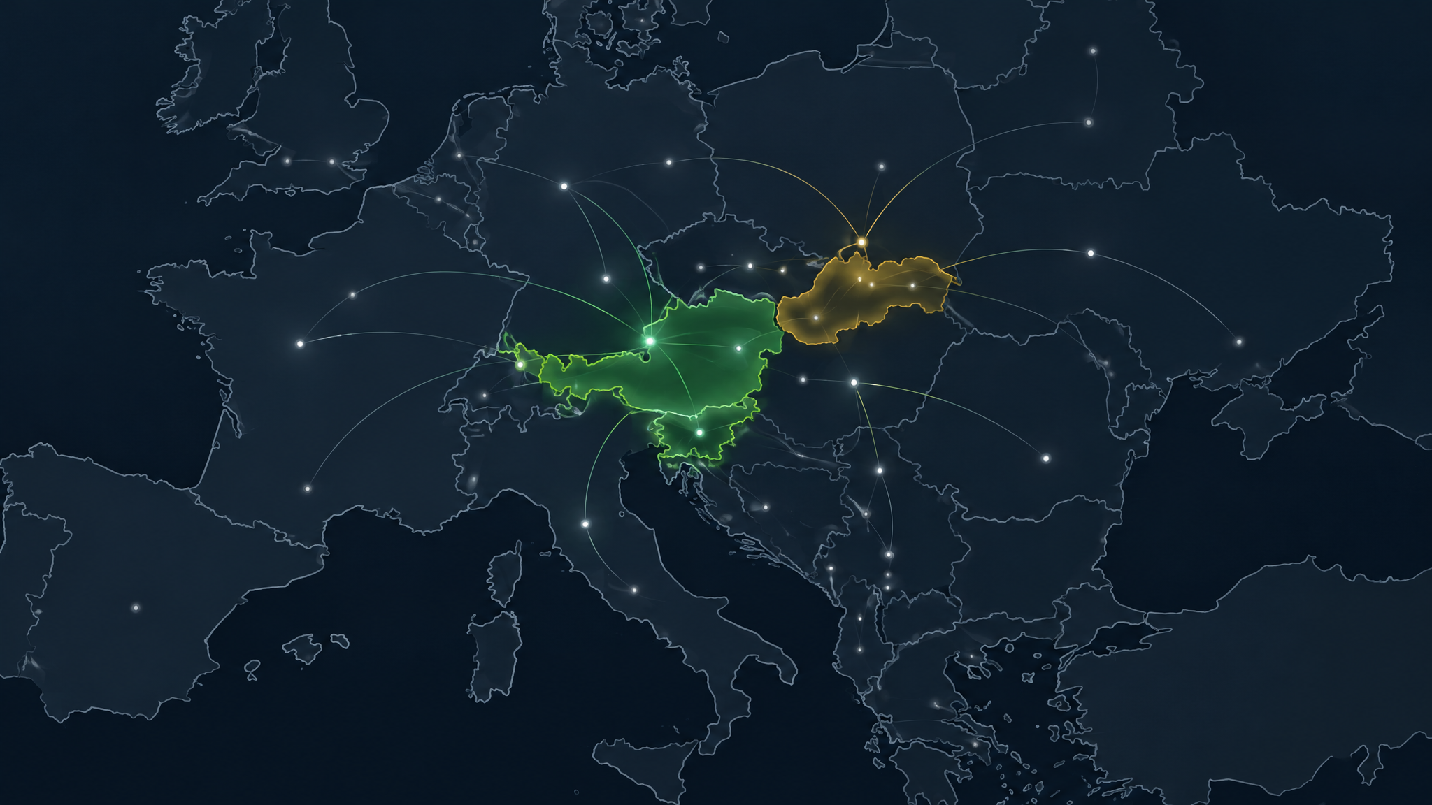 Map of SLM Energy markets in Central Europe: Austria, Slovenia, Slovakia