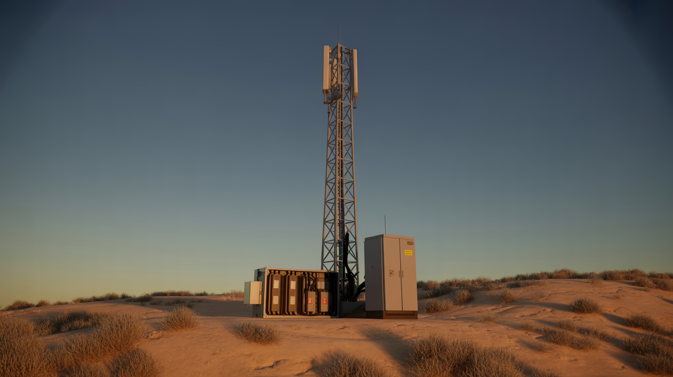 Telecommunications tower in remote location