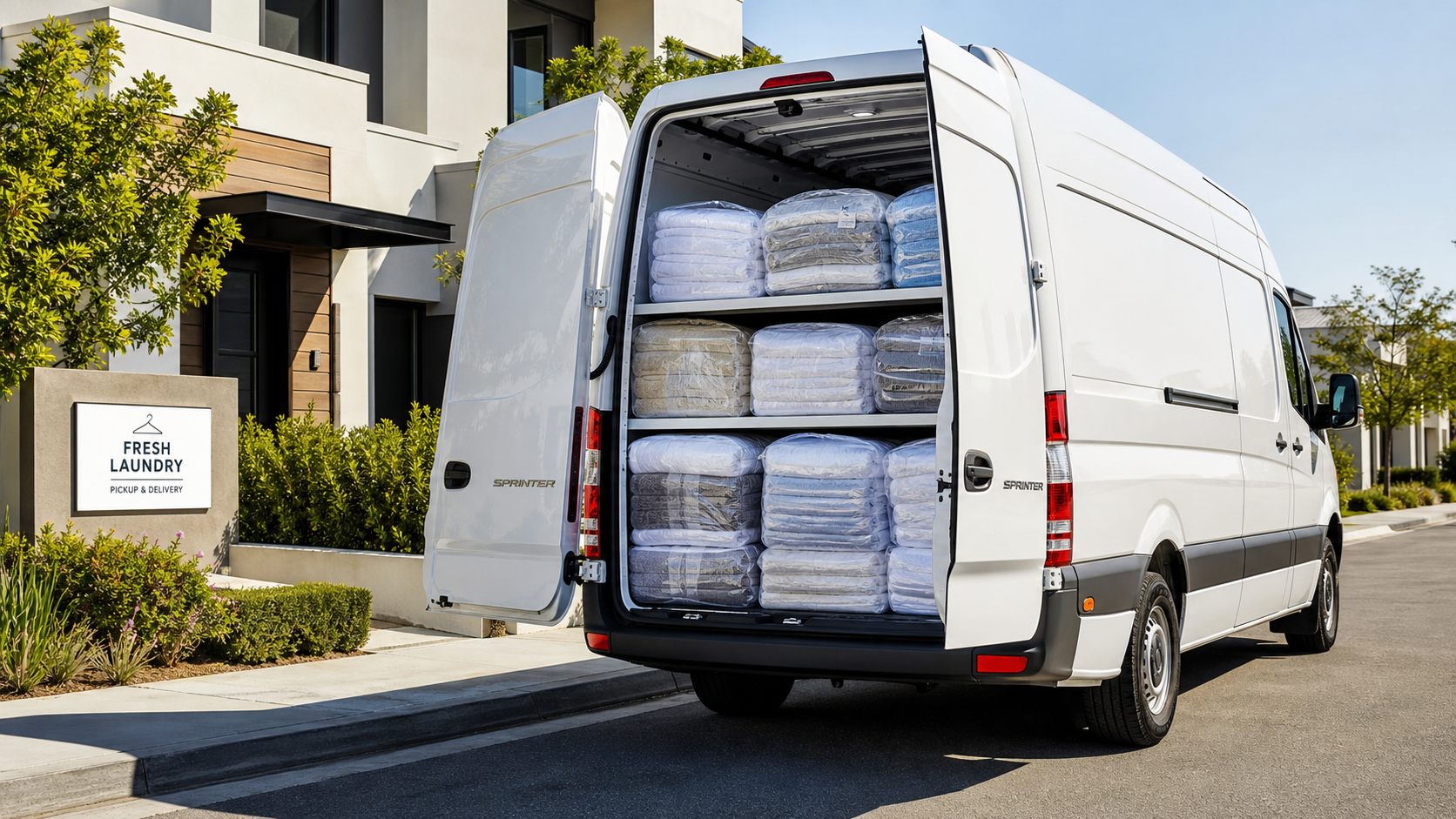Premium laundry service - clean folded towels and linens