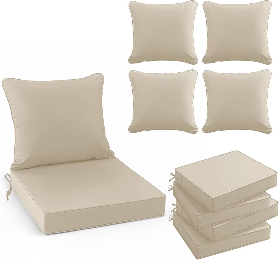 Set of 4 Outdoor Seat Cushions (Cream)