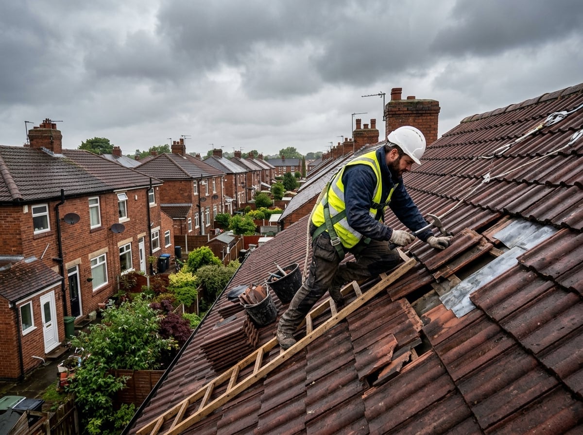 Roofer carrying out a roof repair