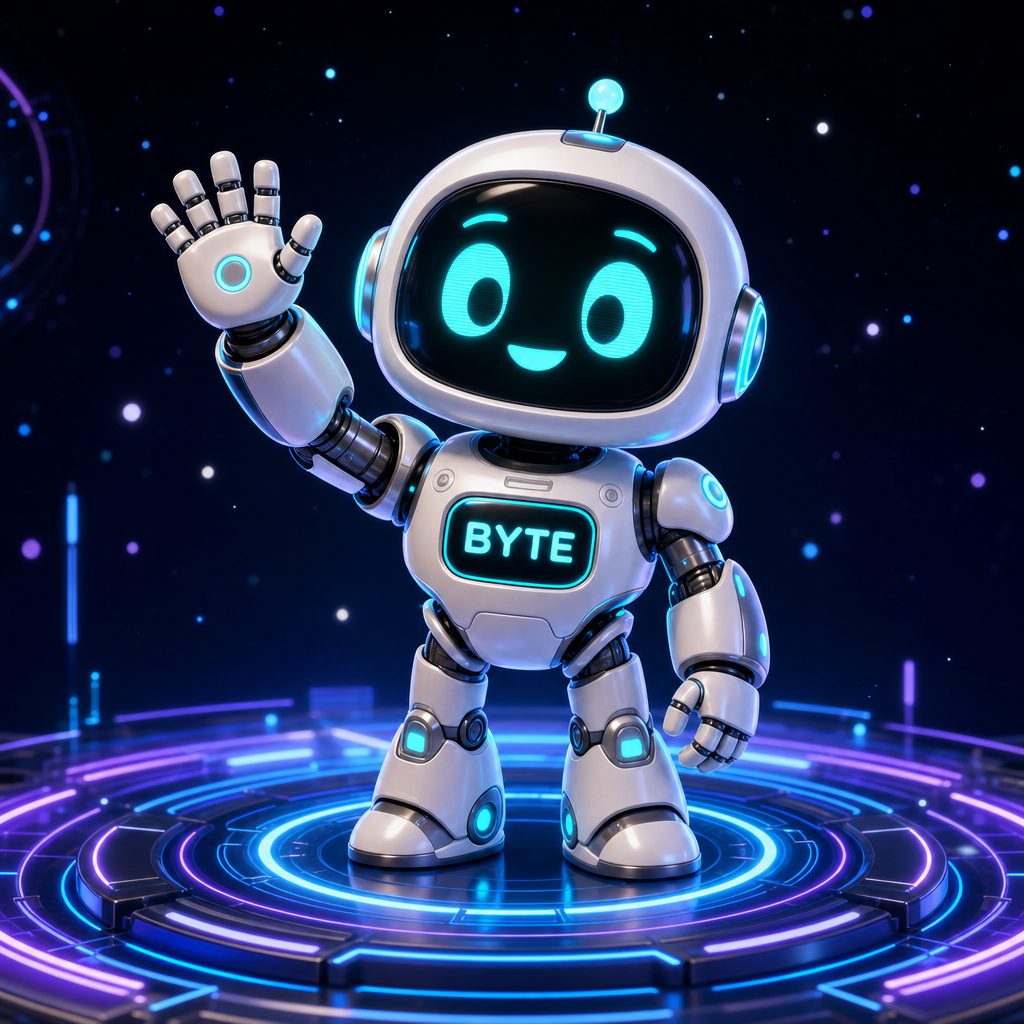 BYTE - Your friendly AI robot guide waving hello