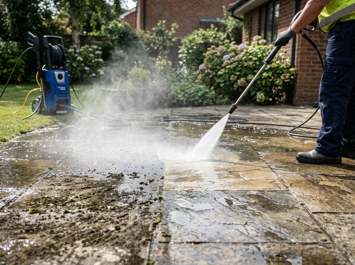 Pressure washing patio surface