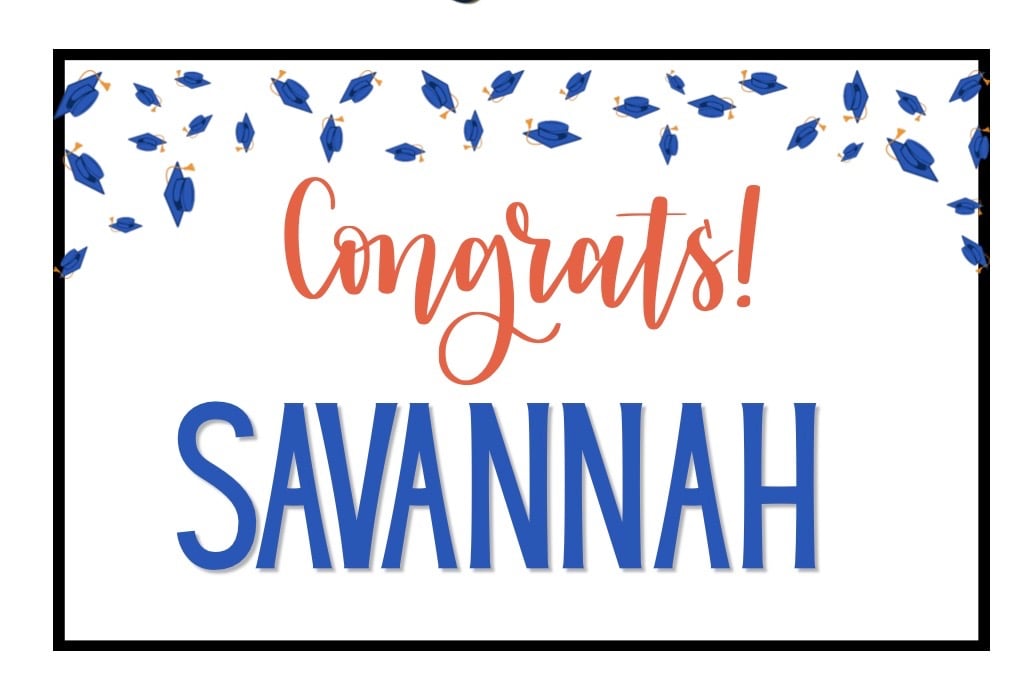 Congrats Savannah personalized cookie