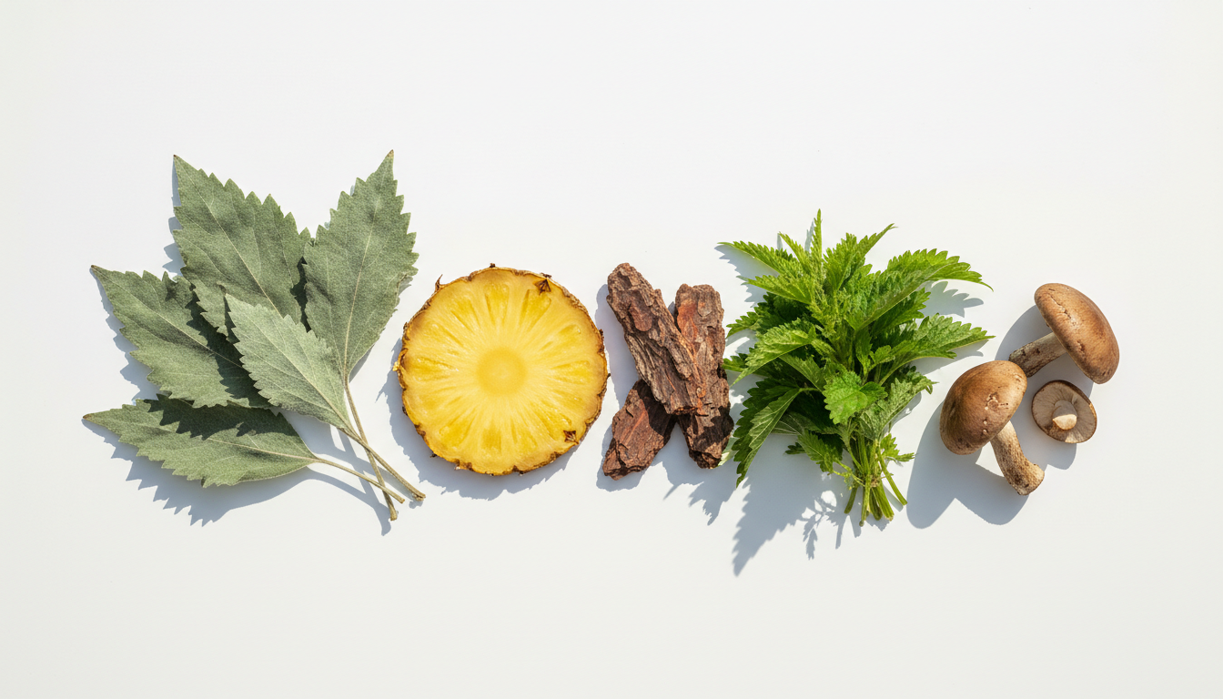 Natural herbs for lung health: mullein, bromelain, pine bark, nettle