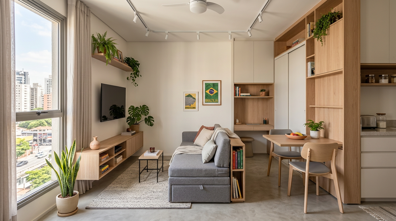 Apartamento compacto decorado em Recife