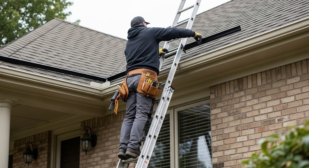 Professional gutter guard installation on residential home