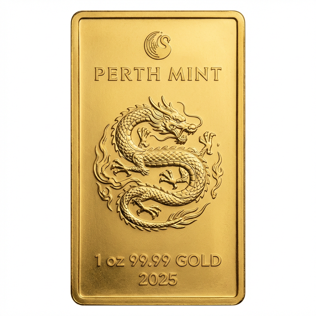 Perth Mint 1oz Dragon 2025 Gold Bar