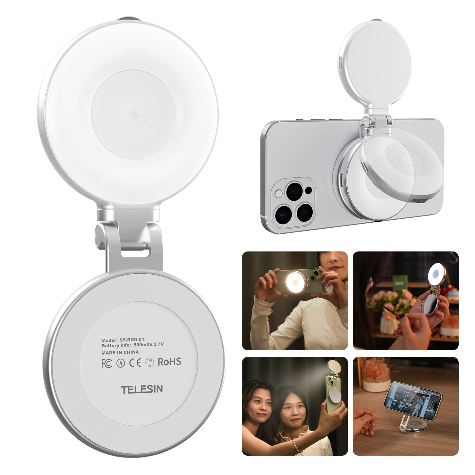 Magnetic Selfie Ring Light with Mirror