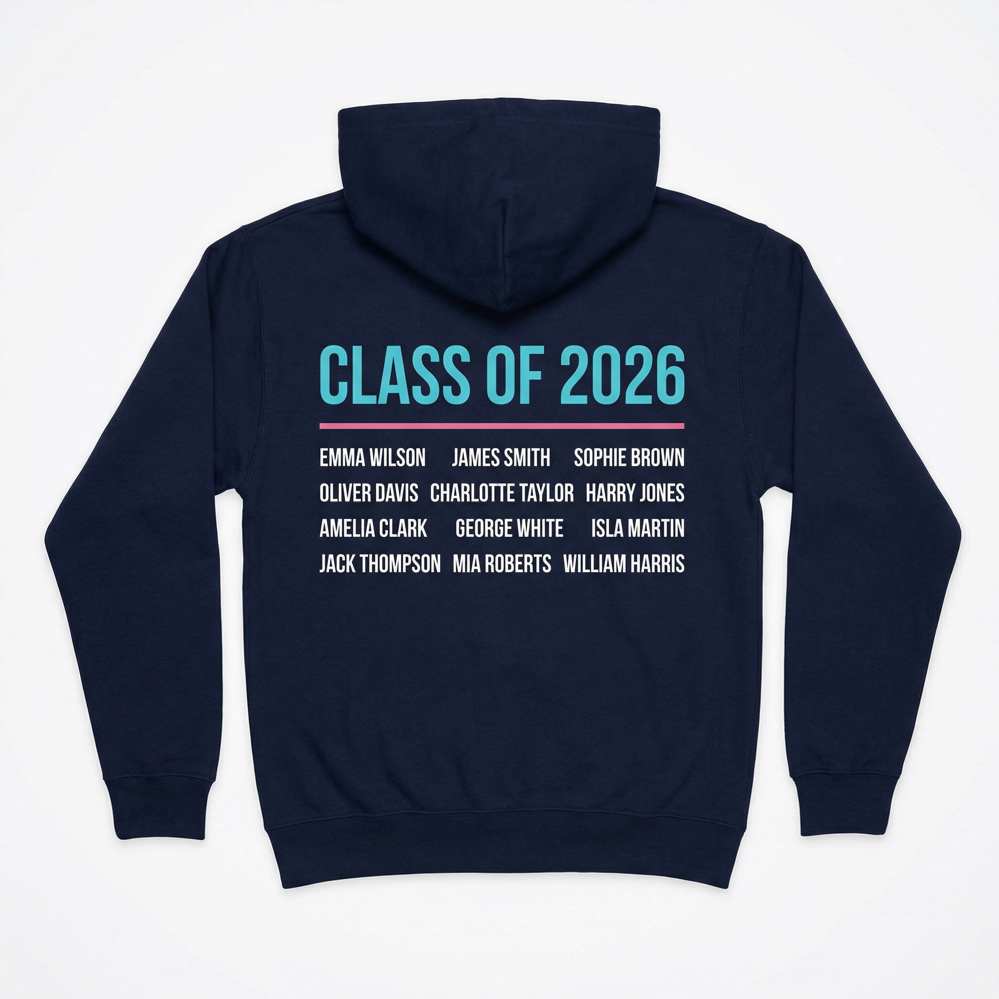 Back print design with class names