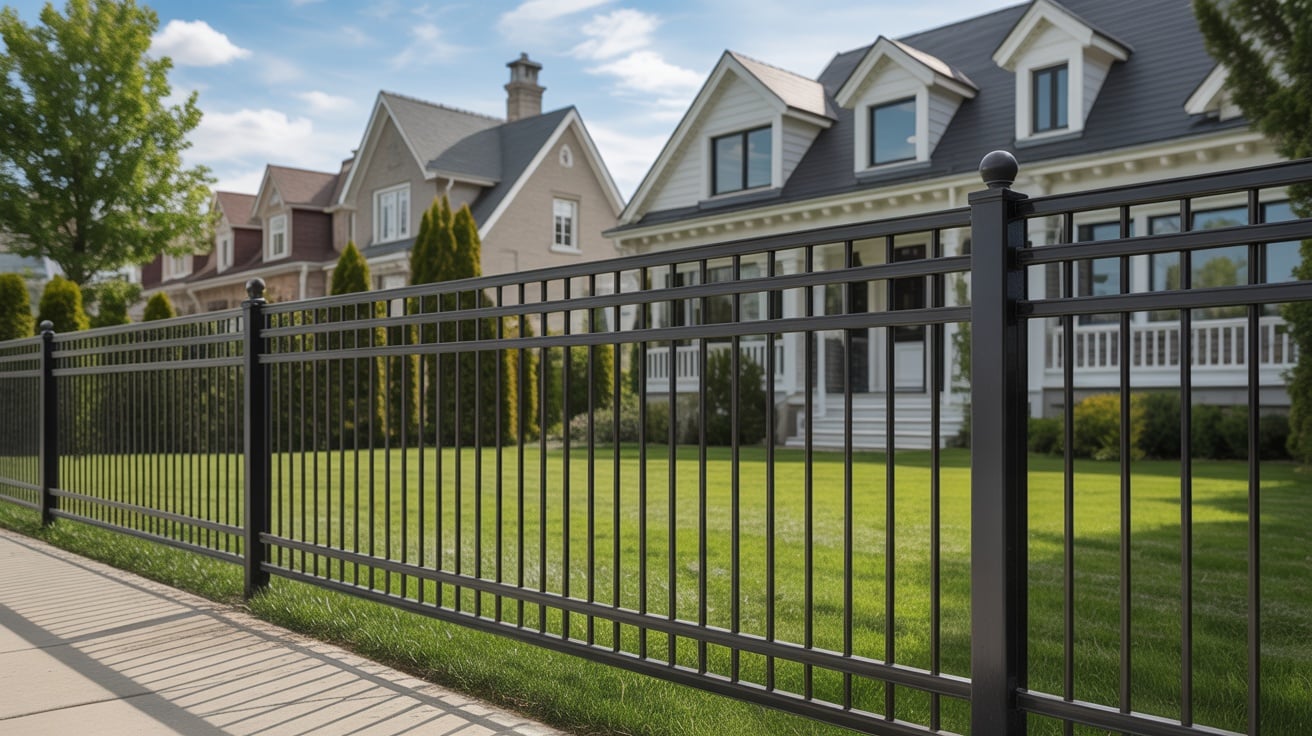 Belle propriété résidentielle avec clôture en aluminium moderne